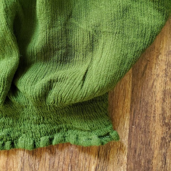 ISLAND PLANET OLIVER GREEN CROP TOP SHIRT - Picture 3 of 5